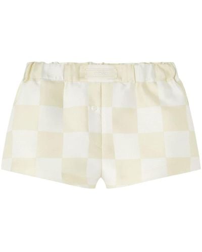 Versace Karierte Shorts aus Satin - Natur