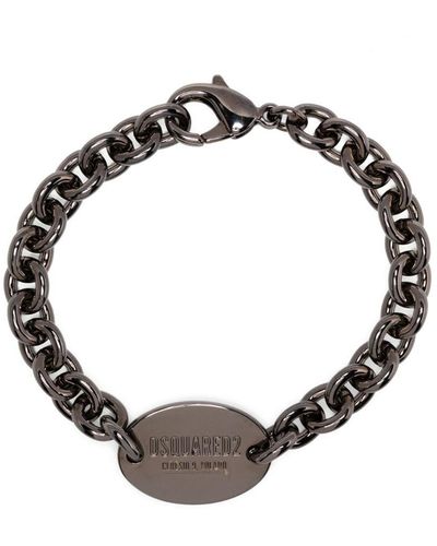 DSquared² Logo-engraved Chain-link Id Bracelet - Black