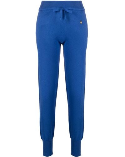 Vivienne Westwood Ocean Orb-embroidered Tapered Pants - Blue