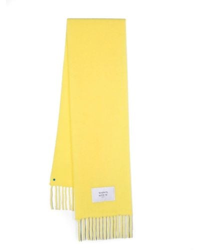 Maison Kitsuné Frayed Wool Blend Scarf - Yellow