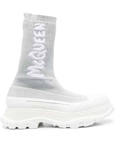 Alexander McQueen Knitted High-top Sneakers - White