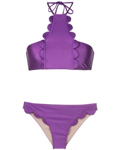 Adriana Degreas Scallop-edge Bikini Set - Purple
