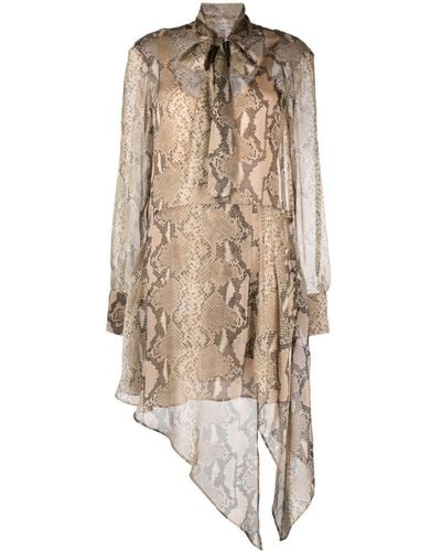 Stella McCartney Python-print Silk-chiffon Midi Dress - Natural