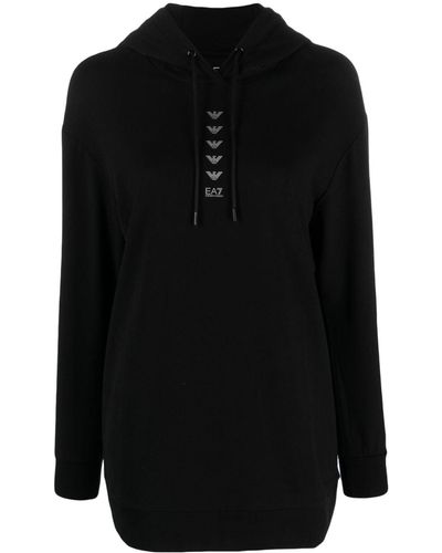 EA7 Logo Series Drawstring Hoodie - Black