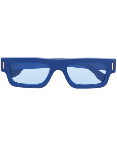 Retrosuperfuture Eckige Sonnenbrille mit Logo-Print - Blau