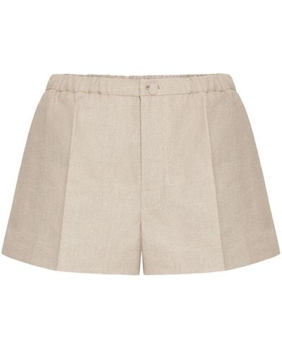 Valentino Garavani Pleated Linen Shorts - Natural