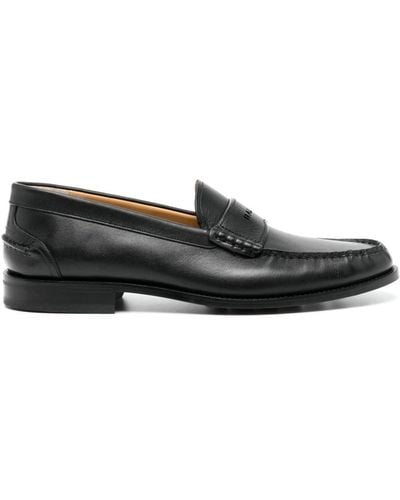 Bally Logo Cut-out Leather Loafers - Black