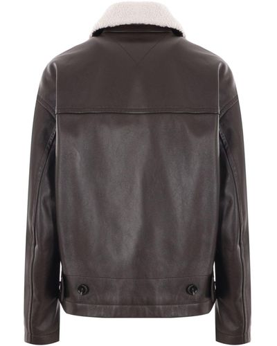 Bottega Veneta Shearling-collar Leather Jacket - Grey