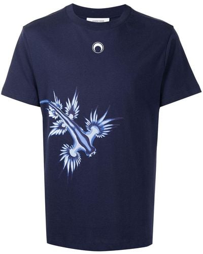 Marine Serre Camiseta con estampado de peces - Azul