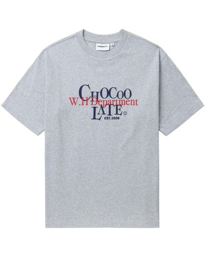 Chocoolate Logo-embroidered Cotton T-shirt - Grey