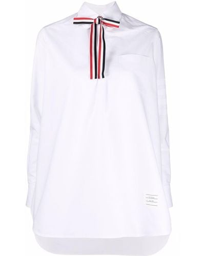 Thom Browne Blouson Shirt Met Vlinderstrik - Wit