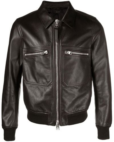 Tom Ford Zip-up Leather Jacket - Black
