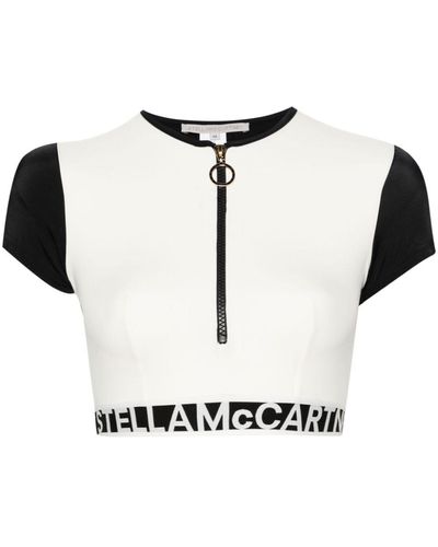 Stella McCartney Cropped-Top mit Logo-Bund - Weiß