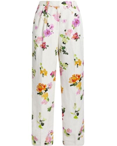 Aje. Pantalones anchos con estampado floral - Blanco