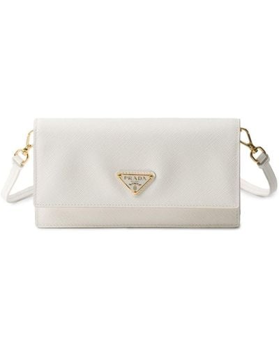 Prada Triangle-logo Leather Mini Bag - White