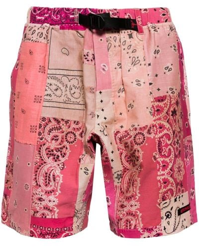 READYMADE Shorts con stampa bandana patchwork - Rosso