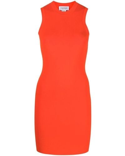 Victoria Beckham Rib Knitted Short Dress - Orange