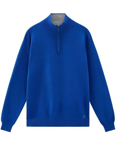 Woolrich Logo-plaque Half-zip Sweater - Blue