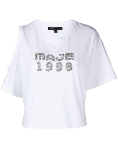 Maje 1998 Katoenen T-shirt - Wit