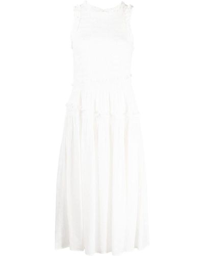 B+ AB Ruffled Pleated Dress - White