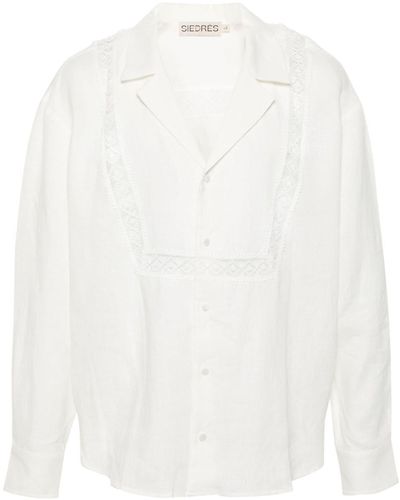 Siedres Guipure-lace-detail Linen Shirt - White