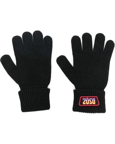 DSquared² Logo-patch gloves - Negro