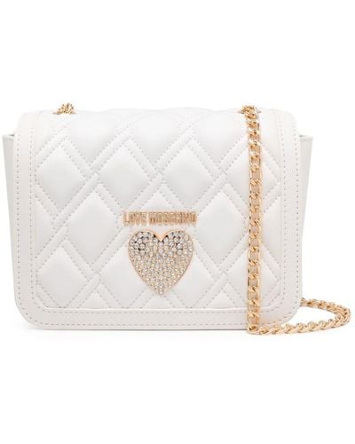 Love Moschino Quilted Leather Crossbody Bag - White
