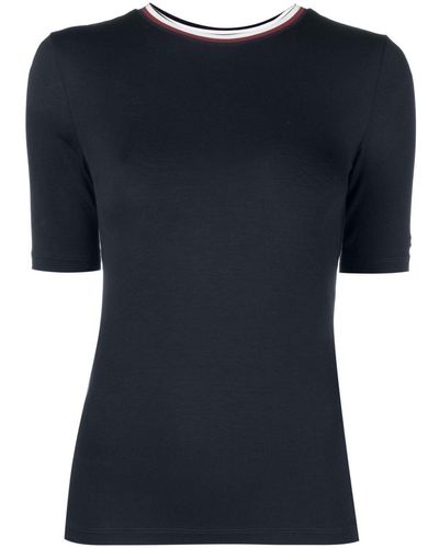 Tommy Hilfiger Top girocollo con bordo a righe - Nero