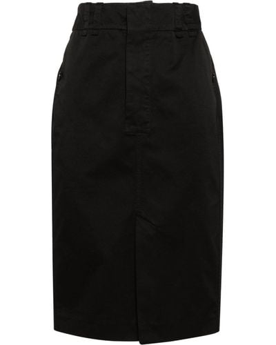 Saint Laurent Front-slit Midi Skirt - Black