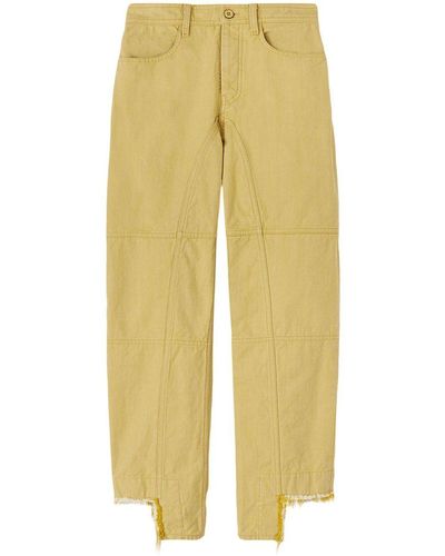 Jil Sander Asymmetric-hem Fringed Jeans - Yellow