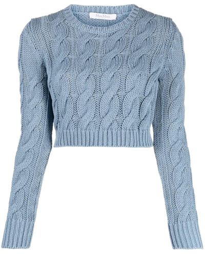 Max Mara Cable-knit Cropped Top - Blue