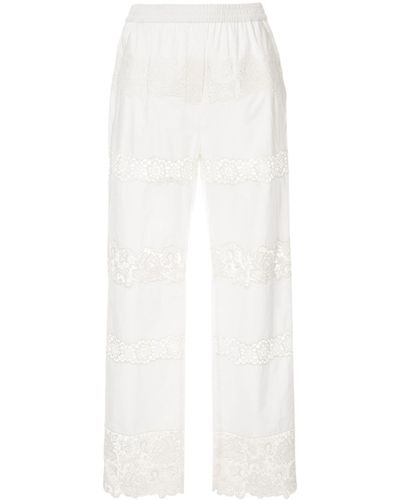 Dolce & Gabbana Pantalon à empiècements brodés - Blanc