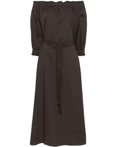 P.A.R.O.S.H. Canyox Belted Maxi Dress - Gray