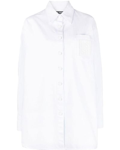 Raf Simons Camisa con botones y parche con logo - Blanco