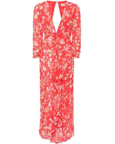 RIXO London Floral-print Silk Maxi Dress - Rood