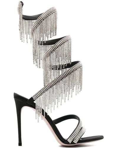 Le Silla Jewels 105mm Fringe-detail Sandals - Grey