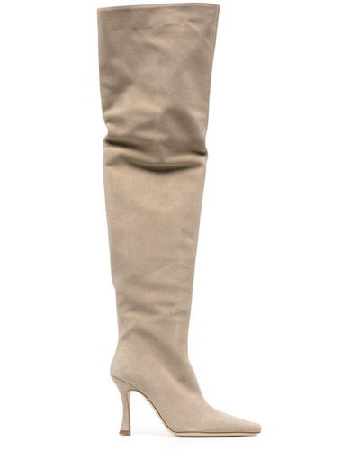 STAUD Cami 95mm Suede Thigh-high Boots - Natural