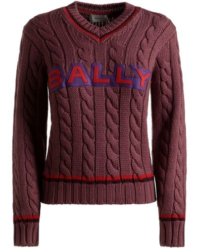 Bally Logo-appliqué Merino Wool Jumper - Red