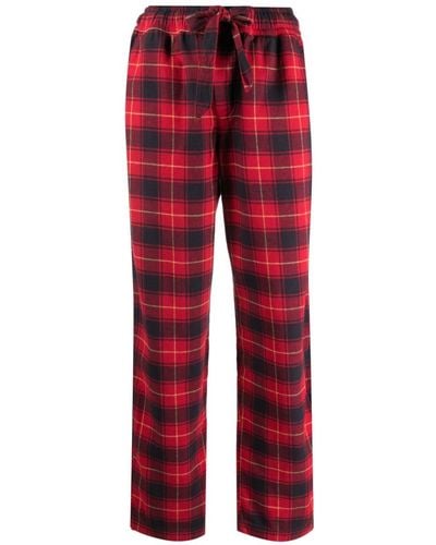 Tekla Checked Flannel Pajama Bottom - Red