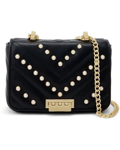 Zac Posen Mini sac porté épaule Earthette à ornements de perles artificielles - Noir