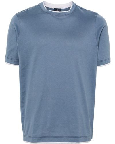 Barba Napoli Contrasting-trim Cotton T-shirt - Blue