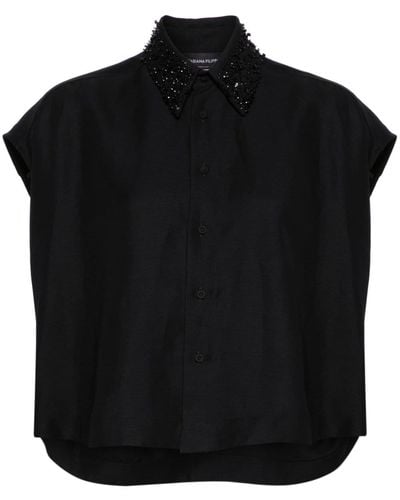 Fabiana Filippi Rhinestone-appliqué Twill Shirt - Black