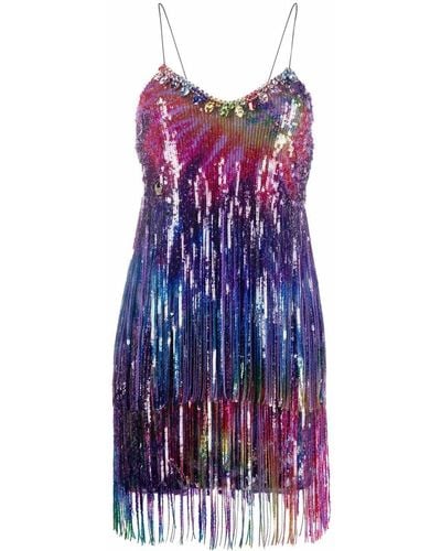 Philipp Plein Tie-dye Print Fringed Dress - Purple