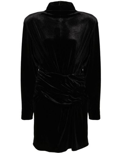 The New Arrivals Ilkyaz Ozel Gathered Velvet Minidress - Black