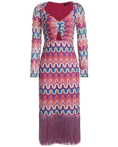 PATBO X Alessandra Ambrosio Zigzag Crochet Midi Dress - Purple