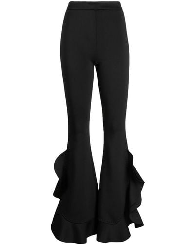 Cynthia Rowley Pantalones de talle alto con volantes - Negro