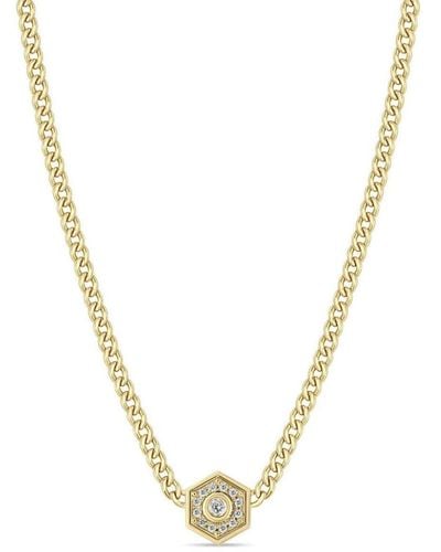 Zoe Chicco 14kt Yellow Gold Halo Diamond Necklace - Metallic
