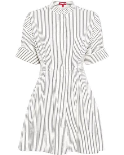 STAUD Lorenza Striped Minidress - White