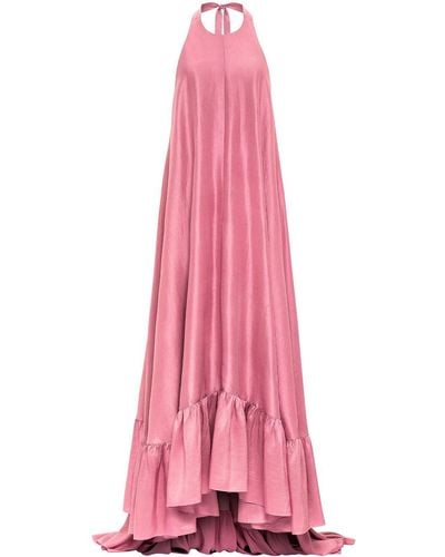 Azeeza Neckholder-Abendkleid aus Seide - Pink