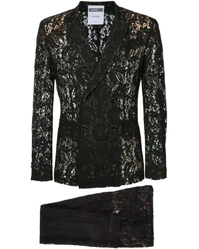 Moschino - Sheer Lace Double Breasted Suit - Men - Polyamide/rayon - 48 - Black